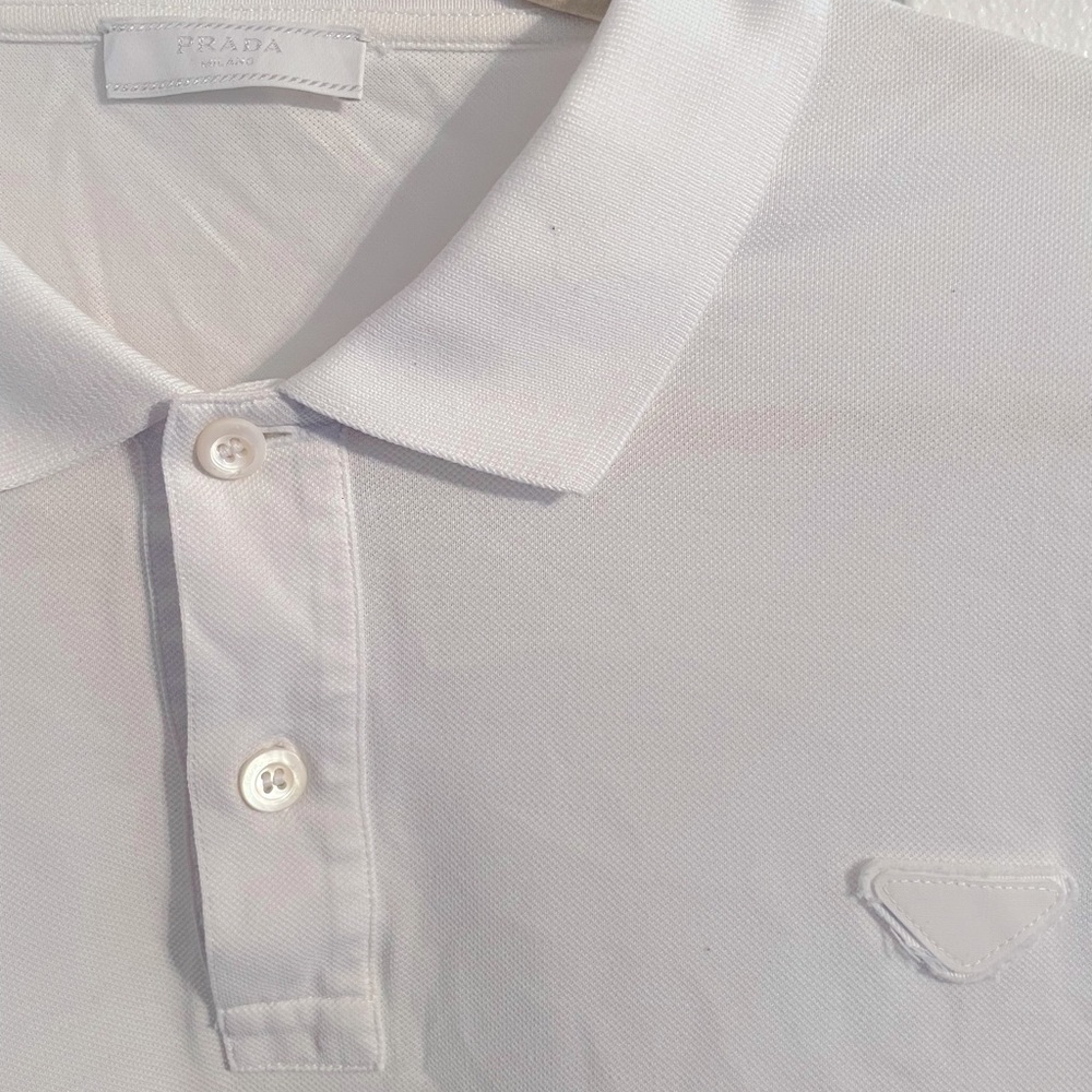 Preowned Prada logo patch polo shirt sz XXL